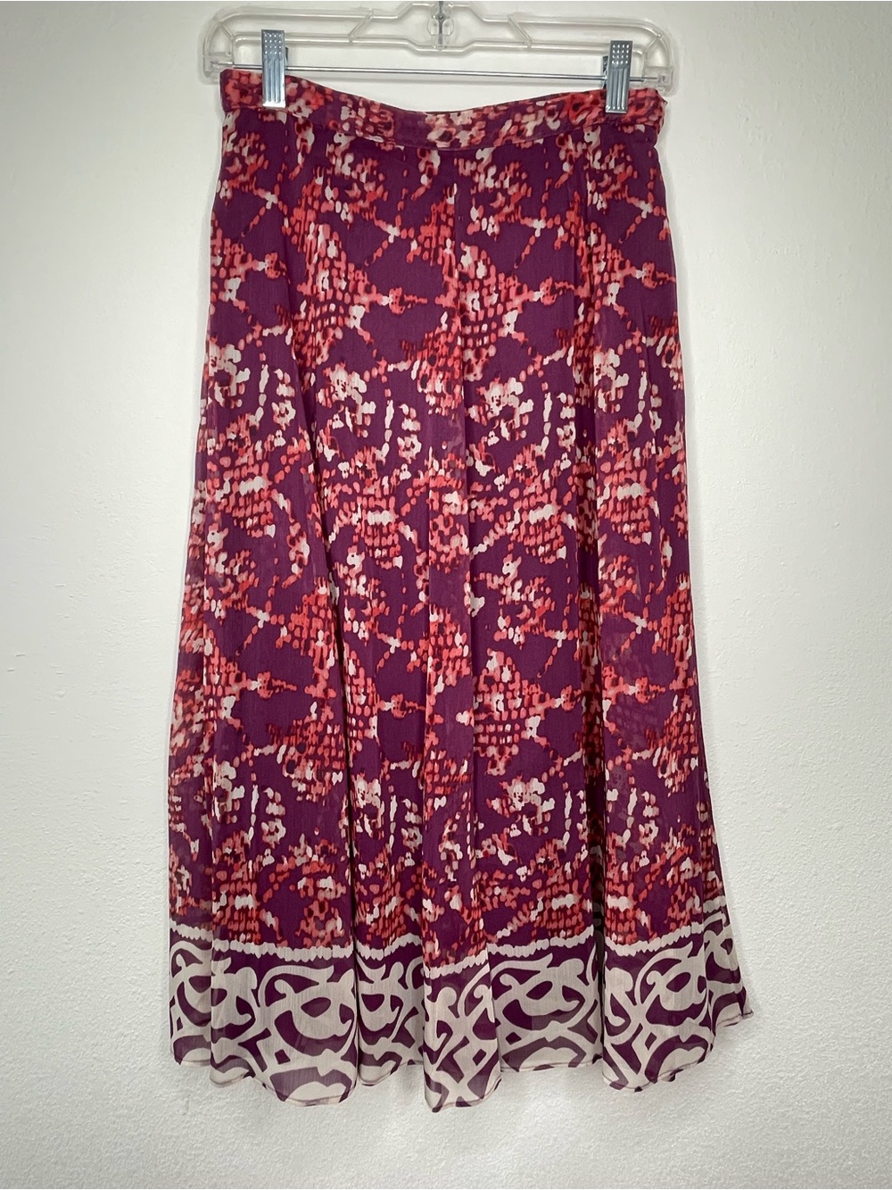 Coldwater Creek Women’s Skirt Size 4/6 XS Purple Pink Print Polyester Lined